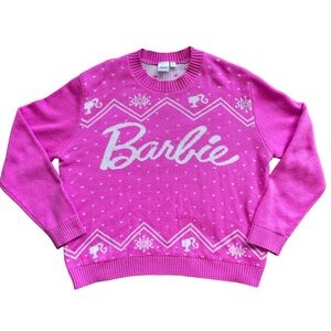 Barbie Mattel Pink Crew Neck Christmas Sweater Size Medium